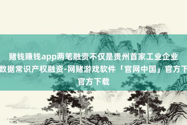 赌钱赚钱app两笔融资不仅是贵州首家工业企业以数据常识产权融资-网赌游戏软件「官网中国」官方下载